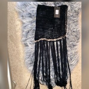 Fashion nova Black fringed swimsuit skirt cover-up